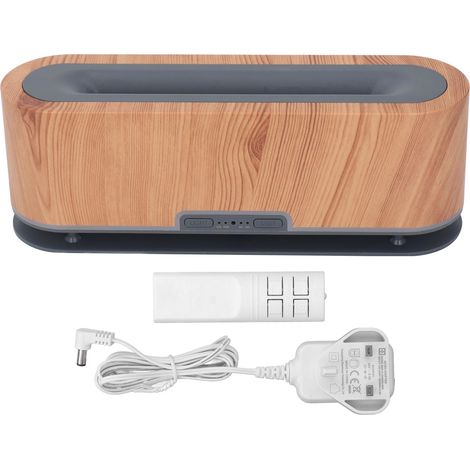 Diffuseur de flamme 7 couleurs, humidificateur en bois effet bois pour chambre, salon, bureau, prise UK 100-240V (1/5)