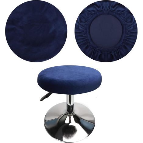 (1 Pièces Bleu Marine) Housse Tabouret Rond 3640cm, Housse Tabouret de Bar, Manches Rondes en Velours Extensible, Lavable, Facile d'entretien (1/5)