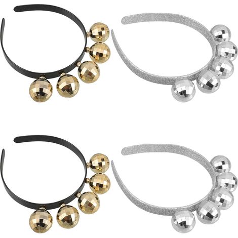 4-teiliges Deko-Stirnband mit Discokugeln, Disco-Haaraccessoires, Kunststoff, reflektierender Effekt, Retro-Stil der 70er Jahre, für Damen und Mädchen, Silvesterparty und Karneval (1/5)