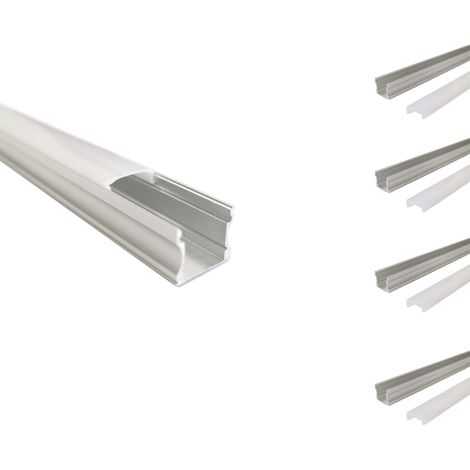 Profilé Aluminium 2m pour Ruban LED Couvercle Opaque - Pack de 5 (1/4)