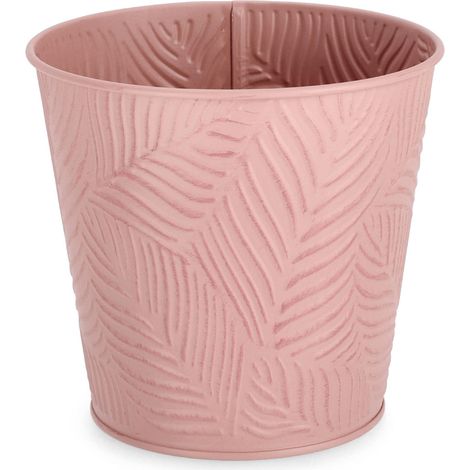 Vaso benji tondo in metallo galvanizzato Ø 15,5 x h 14,7 cm -Ø 14 x 12 h 7 cm / blu