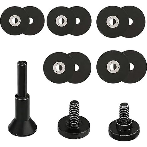 Lot de 10 disques à tronçonner de 3" 50 x 10 mm avec 14 pinces de serrage pour meuleuse droite outil rotatif en acier inoxydable et métal (1/5)