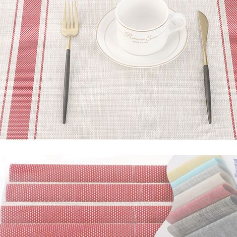 Set mit 6 PVC-Tischsets, abwaschbar, rutschfest, hitze- und abriebfest, leicht zu reinigen und zu verstauen, 45 x 30 cm. (1/5)
