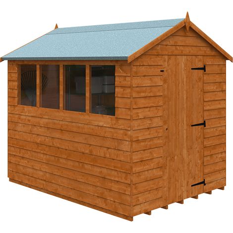 8 x 6 Feet Budget Apex 9mm Shed - Solid Wood/Softwood/Pine - L235 x W175 x H217.9 cm - Burnt Orange