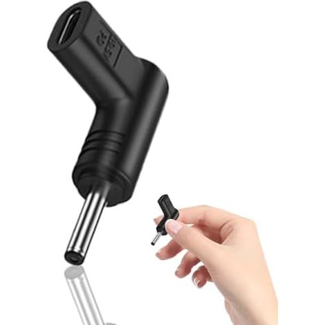 Adaptateur USB-C vers CC, 19,5 V, connecteur femelle-mâle à 90°, pour recharger ordinateurs portables, PC et téléphones portables. (1/5)