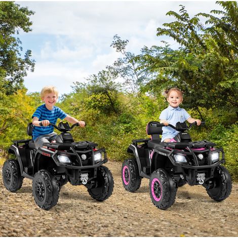 Quad Électrique pour Enfants 24V Voiture Tout-terrain avec 2 Places 4 Roues 4 Moteur Démarrage Progressif et Suspension pour 3-8 Ans Rose (1/2)