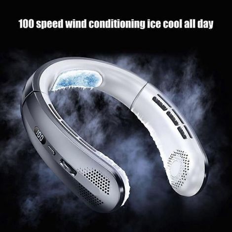Ventilateur Cou - Sans Pales - 100 Niveaux De Vitesse - Rechargeable Usb - Pour Bureau Maison Voyage - 1 Pièce (1/5)