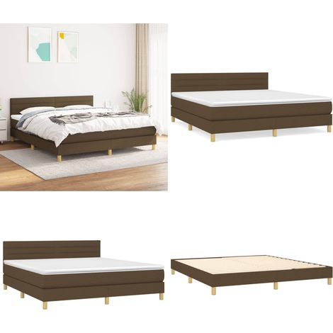 Sommier à lattes de lit avec matelas Marron foncé 180x200 cm - Lit Double - Lit Tapissier - Literie - Matelas À Ressorts Ensachés - Tête De Lit Ajustable - Home & Living (1/5)