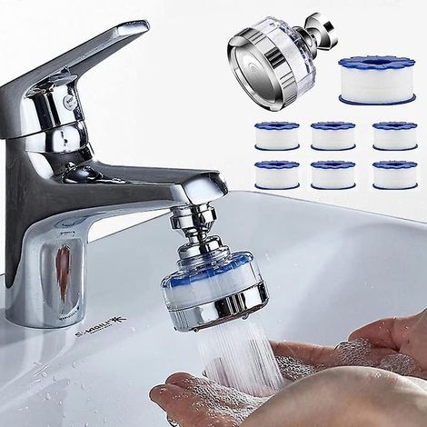 filtre  Eau Robinet Avec 6 Lments Filtrants En Coton Pp,universel Filtre Anti Calcaire Robinet ,tte De Pulvrisateur Rotatif  360 (1/5)