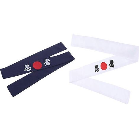 Lot de 2 bandeaux japonais décoratifs pour chef, costume de sushi-99.00X5.00X0.10CM-Assorted Color (1/3)