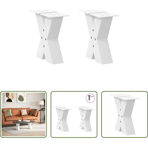 X-Form -  Couchtischbeine X-Form 2 Stk. Weiß 30x(30-31) cm Stahl