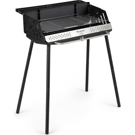 Barbecue à charbon portable avec pieds amovibles, grille réglable et sac de transport pour camping, jardin et pique-nique