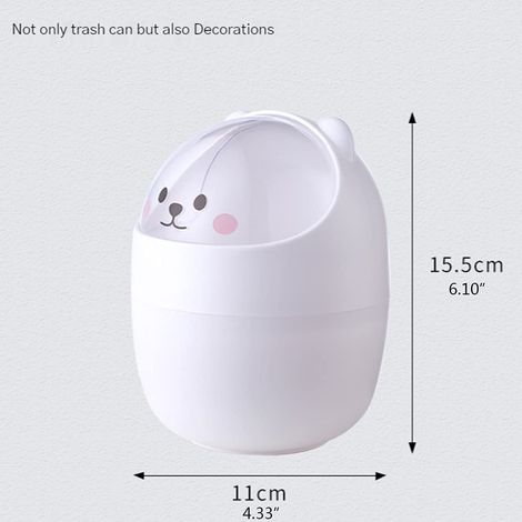 Deux pièces Mini Poubelle De Bureau Avec Couvercle Poubelle De Bureau Portable Commode Poubelle Pour La Maison Salon Cuisine Chambre Salle De Bains Bureau Blanc-11 15.5cm (1/4)