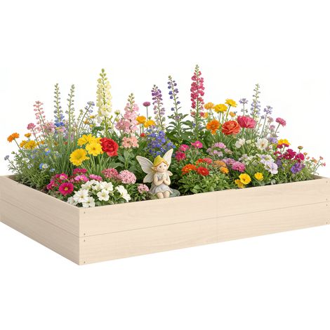Outsunny Wooden Raised Bed for Garden, 620L Extra Large Raised Garden Bed