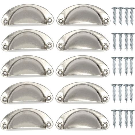 Poignée Bouton de Porte Décoration Rétro pour Meuble Tiroir Poignée de Coquille Vintage pour Tiroir Armoire Meuble Cuisine Fer Incurvé Bouton de Porte de Placard Retro Pour Armoire(10PCS,D) (1/5)