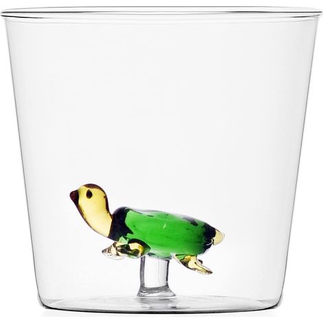 Gobelet Tortue - Verre borosilicate - Design italien moderne - Verre avec figurine - 8 x 8,5 cm (1/3)