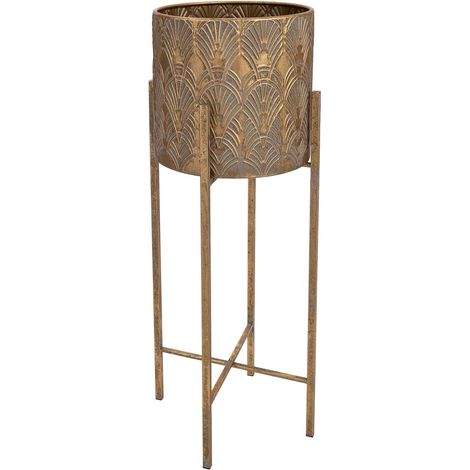 Macetero de metal dorado 26.5x26.5x75.5h cm