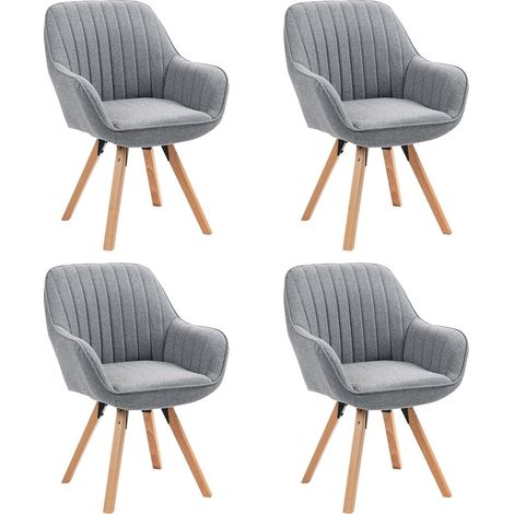MEUBLES COSY 4er-Set skandinavische Drehstühle für das Esszimmer in grauem Stoff