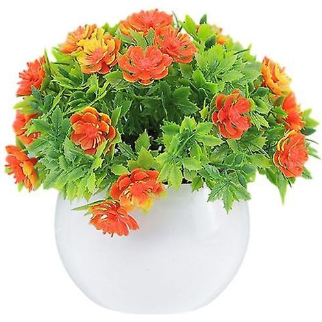 Plante artificielle en pot réaliste et durable, ornement bonsaï artificiel pour la décoration de la maison, du bureau, du patio ou d'un bureau.orange (1/5)