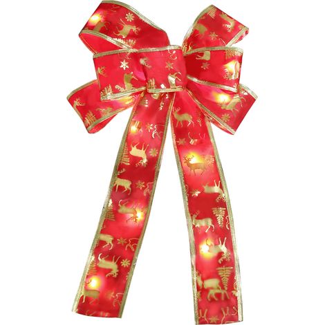 Noeud lumineux de Noël flocon élan imprimé ruban LED pour sapin (1/5)