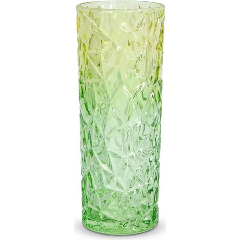 Grand vase en cristal en forme de fleurs de glace vertes 30 cm - Vase moderne à design épais, idéal pour les décorations de table de Noël à la maison, cadeau pour les mères. (Vert) (1/3)
