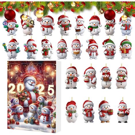 Calendrier de l'Avent - Ornement de calendrier 2D en acrylique Décoration de sapin, de table ou de fenêtre pour adolescents, enfants, filles, femmes et adultes (1/5)
