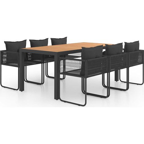 Maison Exclusive - 7-tlg. Garten-Essgruppe PVC Rattan Schwarz und (1/5)