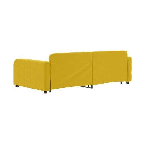 Banquette-lit à tiroirs, jaune, 100 × 200 cm, velours, velours doux et confortable, rangement pratique intégré, meuble de chambre, design contemporain, montage facile (1/5)
