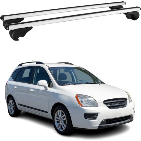 OMAC Aluminium Dachträger Querträger für Kia Carens I 1999-2006 – TÜV / DIN 75302:2019 – Abschließbar – Max. 75 kg – 2 Stangen Silber (1/5)
