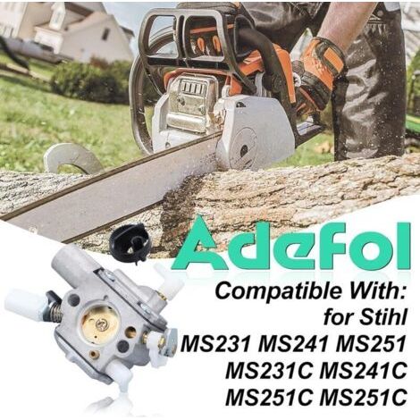 Carburateur avec Filtre à Air,Bougie d'allumage,Tube de Carburant,Vis,Filtre à Carburant pour tronçonneuses Stihl MS231 MS241 MS251 MS231C MS241C MS251C (type poire d'amorçage) 1143 120 0611 (1/3)