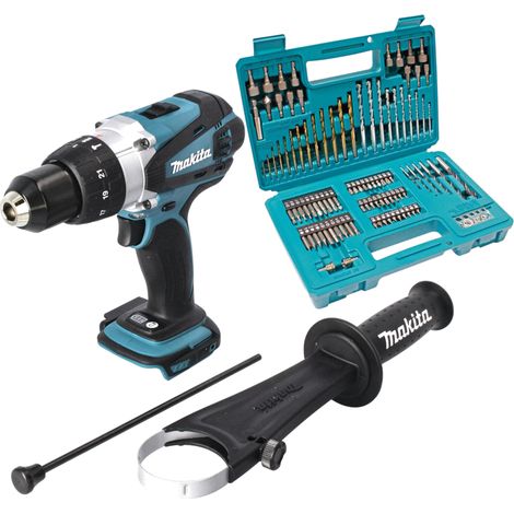 Taladro de percusión a batería Makita DHP 458 Z 18 V 91 Nm + juego de 102 brocas - sin batería, sin cargador (1/4)
