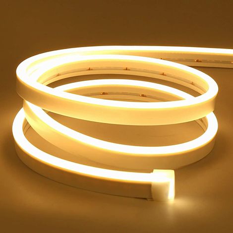 LED 2M, Bandes LED Néon Blanc Chaud 12V 3000K Dimmable, IP67 Étanche Flexible, Bande Lumineuse Led Silicone DIY avec Alimentation et Contrôleur pour Décoration Intérieur Extérieur (1/5)