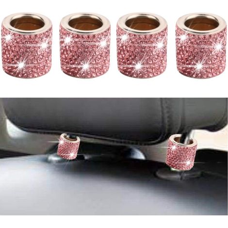Anneaux de fixation pour appuie-tête de voiture, accessoires de siège automobile en strass, décoration d'anneau pour appuie-tête de voiture (rose clair) (1/5)