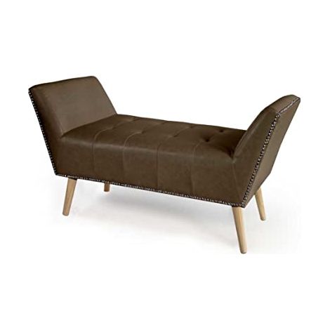 Panca in similpelle marrone gambe in legno (1/2)