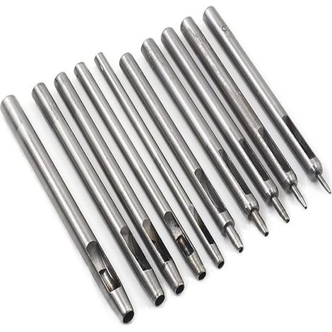 10pcs Poinçon Creux En Cuir,0.5mm 5mm,Outils De Poinçon De Trou Perforateurs à Trous Pour Cuir Outils De Travail De La Maroquinerie Pour Bracelet De Montre Ceinture (1/5)