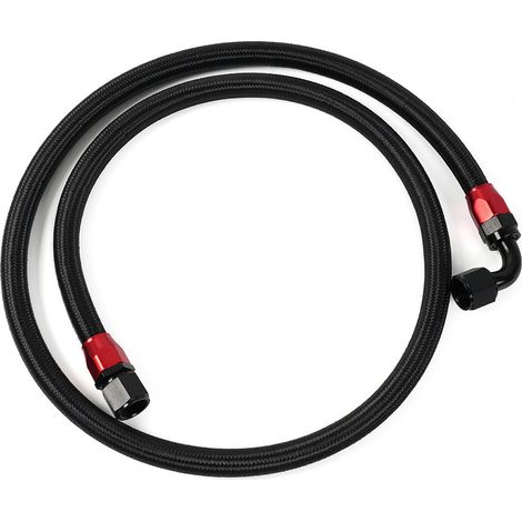 Kit de raccords pour tuyaux d'huile AN10 en acier inoxydable tressé, pièces de modification automobile 1,6 m/1,4 m - Noir (1/4)