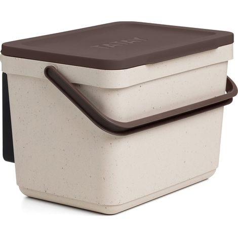 TATAY Pattumiera per Umido 6L Compostiera da Cucina Smart con Supporto e Viti Incluse Design Compatto e Funzionale Materiale 100% Riciclato 26,5x20,5x18,5 cm, Ecohome (1/2)