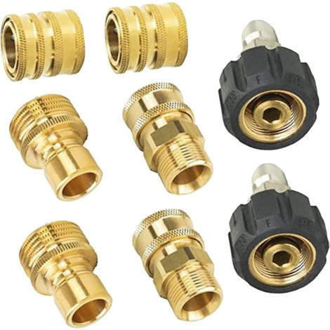 8 Pièces Adaptateur pour Nettoyeur Haute Pression Connecteur Rapide pour Tuyaux de Lavage Auto Jardin et Machine à Pression Durable et Étanche (1/5)