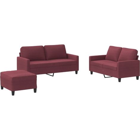 Maison Exclusive - Ensemble de canapés 3 pcs avec coussins Rouge bordeaux Tissu (1/5)