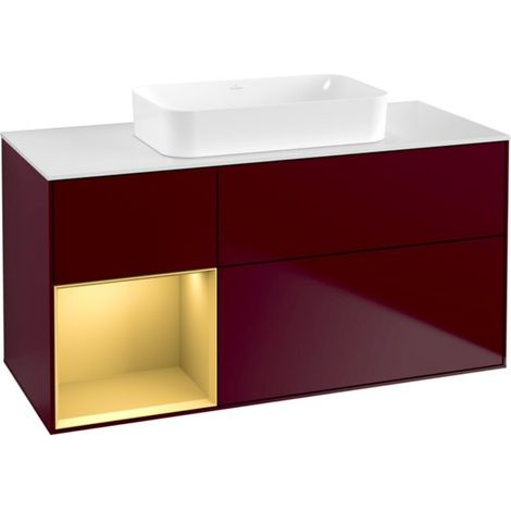 V&B Waschtischunterschrank Wandbeleuchtung Finion 120x60 cm, Reg re Gold matt, Peony Matt (1/2)