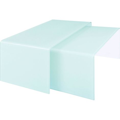 Premier Housewares Coffee Table For Living Room / Garden White Low Outdoor Coffee Tables Bent Glass Set of 2 Nested Square Furniture 42 x 85 x 50 (1/4)