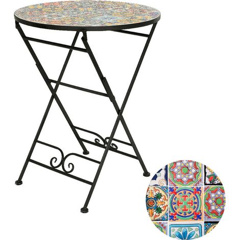 Mesa metálica/mosaico plegable praga color negro para exterior ø60 x 76 cm (1/5)