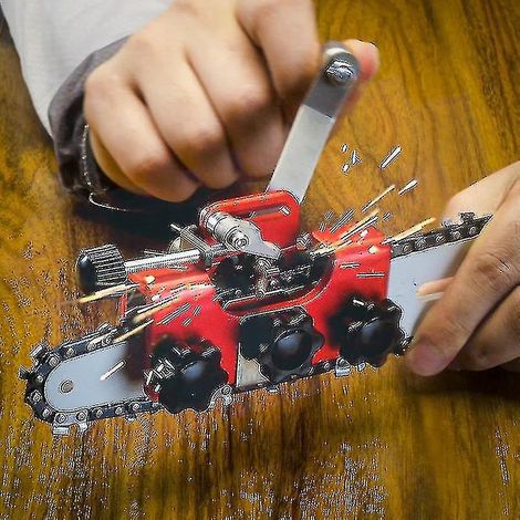 Tragbarer Kettenschärfer, elektrischer Schärfstein für Holzbearbeitung – Blau, 3 Köpfe