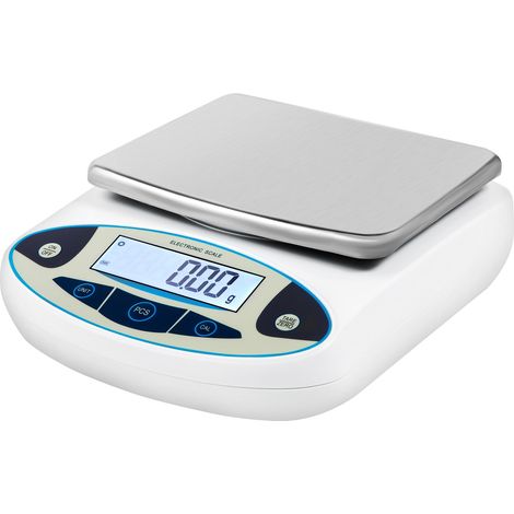 Mophorn – Balance analytique numérique 5000 g – Précision 0,01 g – Plateau 16,5 x 17,5 cm – Écran LCD rétro-éclairé – Conversion d'unités