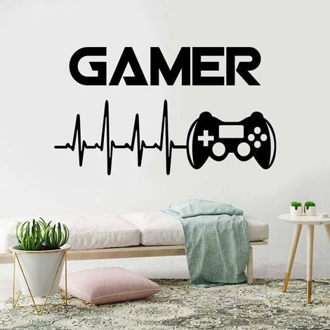 Adesivi murali per videogiochi, decorazione murale rimovibile in vinile con controller per gamepad, per cameretta dei bambini, sala giochi, camera da letto, sfondo TV, decorazione da bar (1/5)