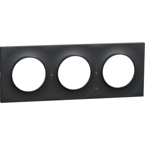 Schneider Electric – Plaque finition anthracite pour 3 mécanismes – Plastique ABS anti-UV – Installation rapide par clipsage – Compatible gamme Odace