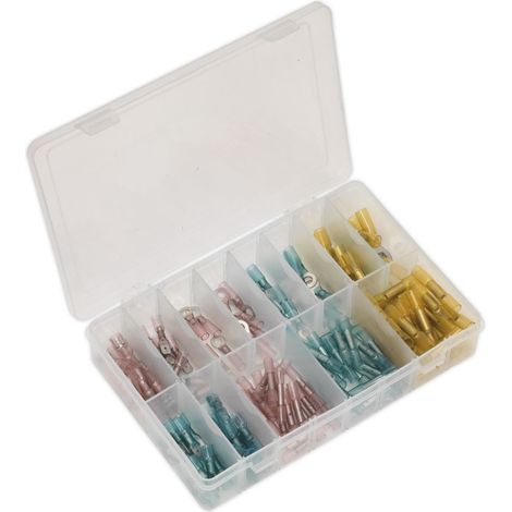 Sealey Adhesive Lined Heat Shrink Terminal Assortment 142pc Blue, Red & Yellow AB037HT (1/5)