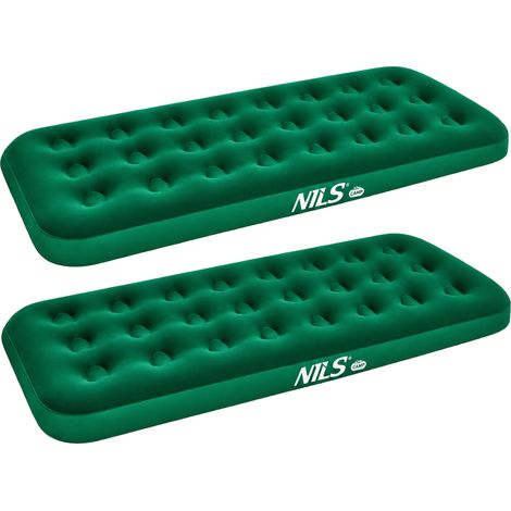 Colchoneta de camping de 191x73x22 cm, verde, paquete de 2 unidades. (1/5)