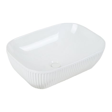 Vasque à poser rectangulaire -47 x 33,5 cm -Blanc brillant rainurée -VITTORIA (1/5)