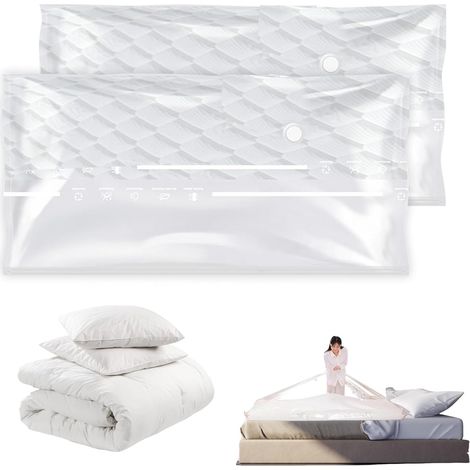Lot de 2 sacs sous vide pour matelas : 220 x 100 cm,sacs sous vide,réutilisables,imperméables,pour couettes,vêtements,matelas,coussins,grands tissus (1/5)